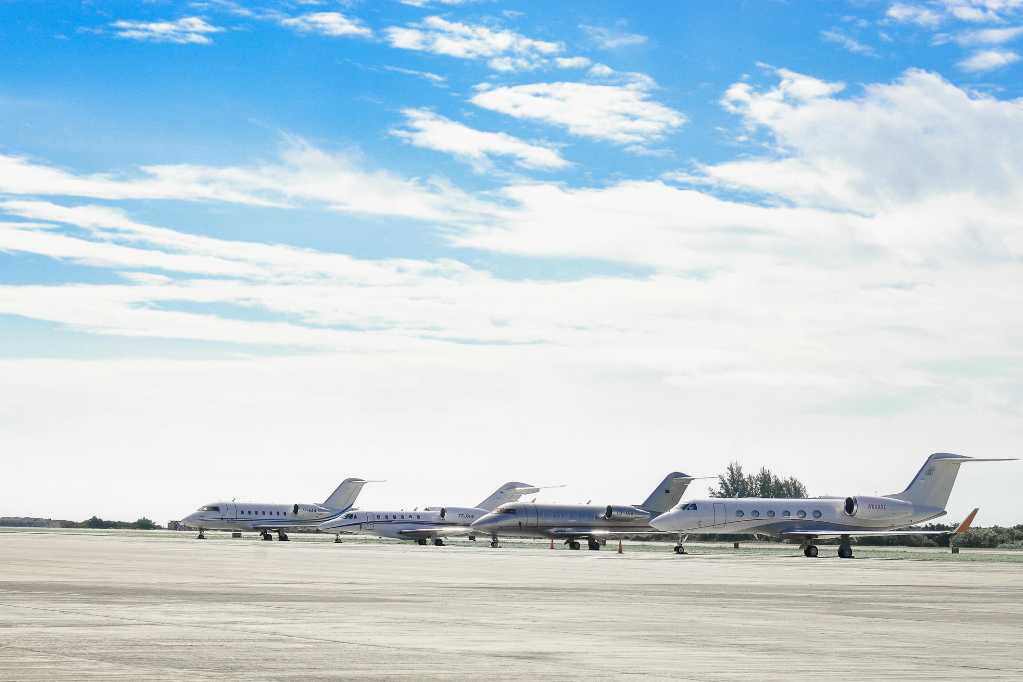 Line of private jets