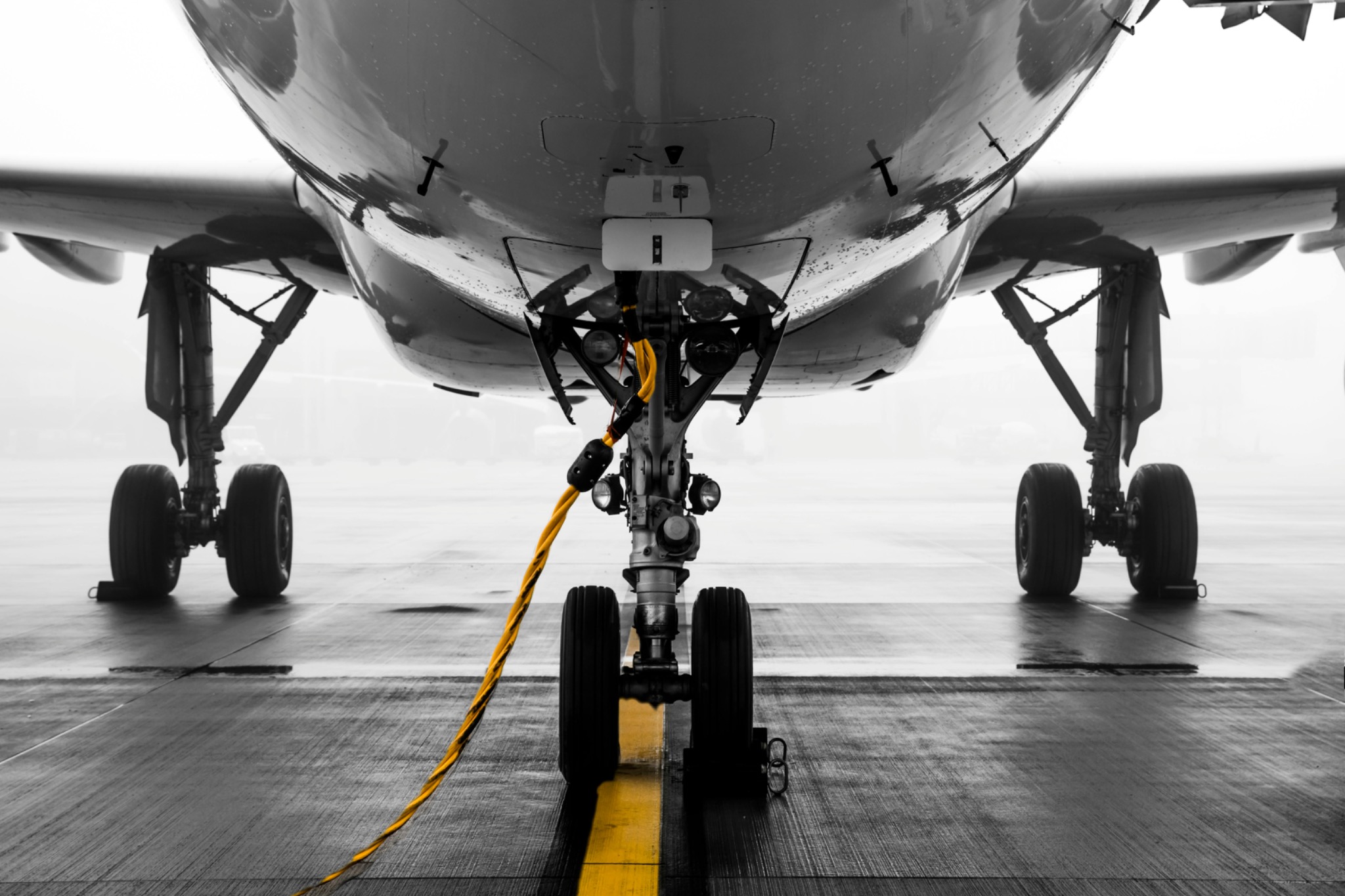 Aircraft landing gear close-up